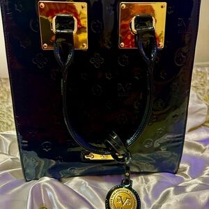 Versace handbags Elegant Black Patent Leather Tote Bag